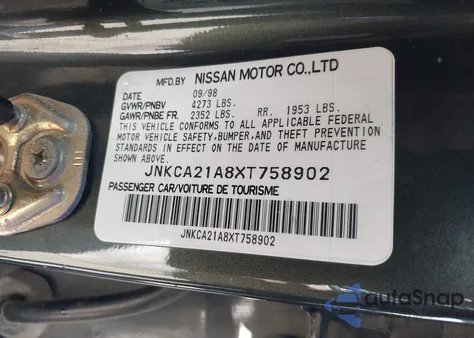 1999 Infiniti I30 Limited/Standard/Touring z USA, uszkodzony, nr VIN JNKCA21A8XT758902